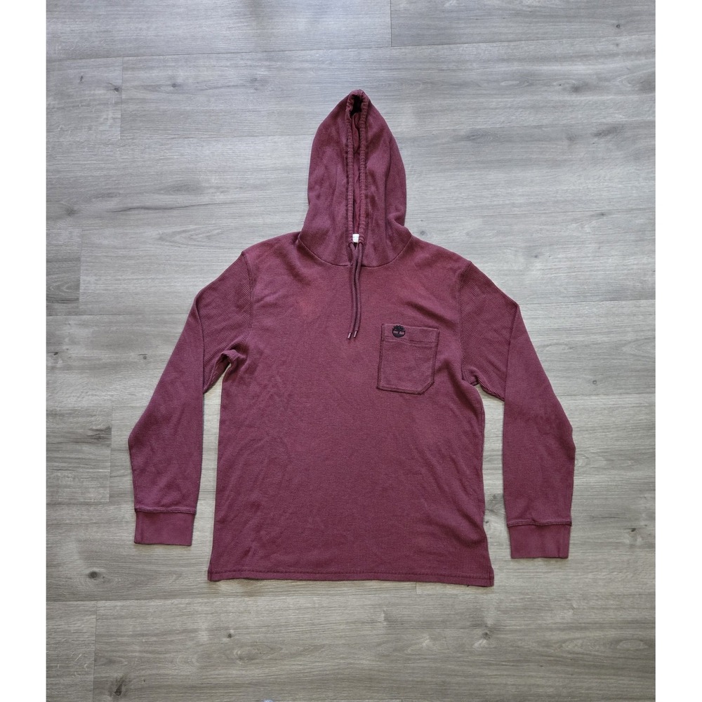 Timberland Hoodie Waffle Knit Thermal Gorpcore Logo Pullover Men's Size Large